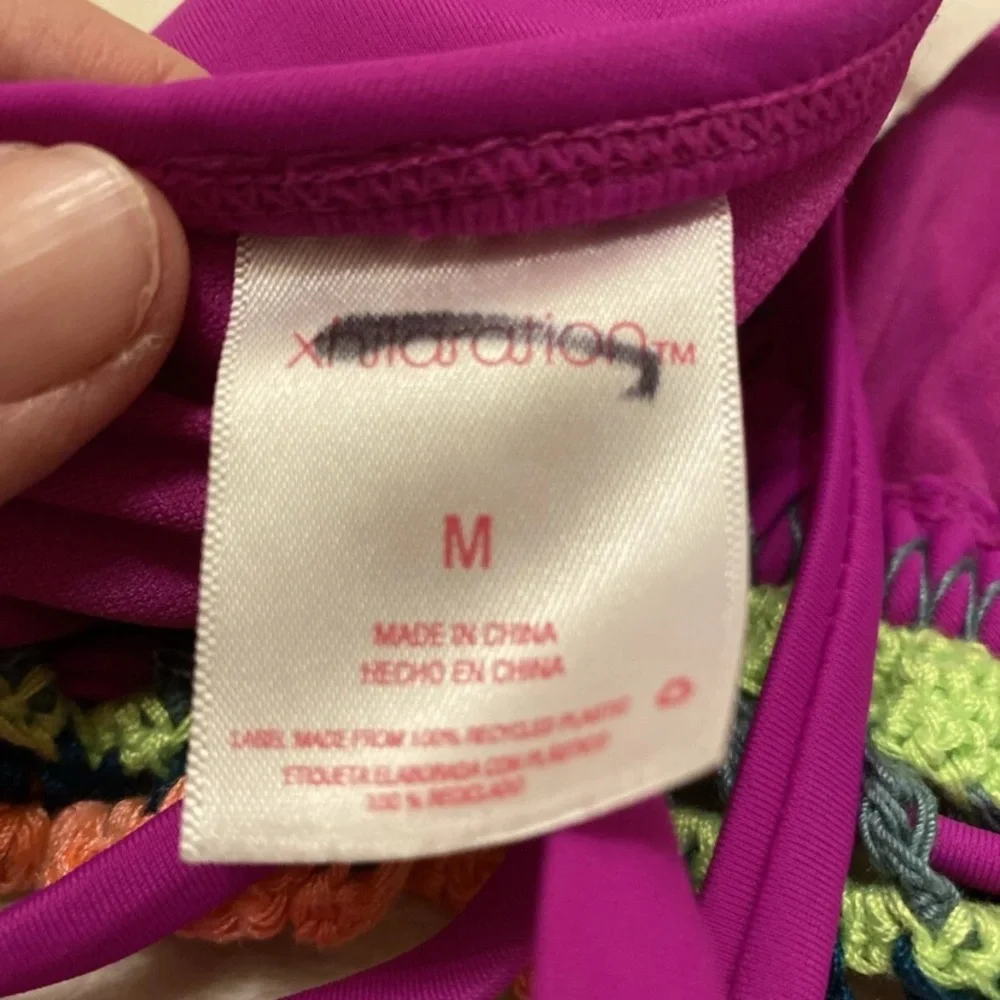 Xhilaration Fuchsia Crochet Trim Bikini Top